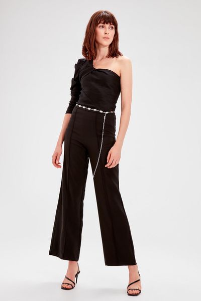 

trendyol black basic pants twoaw20pl0194, Black;white