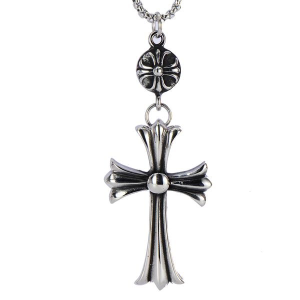 

hipping men's christ jesus cross designer pendant necklace fashion titanium steel cross pendant necklace for men punk hip hop necklace, Silver