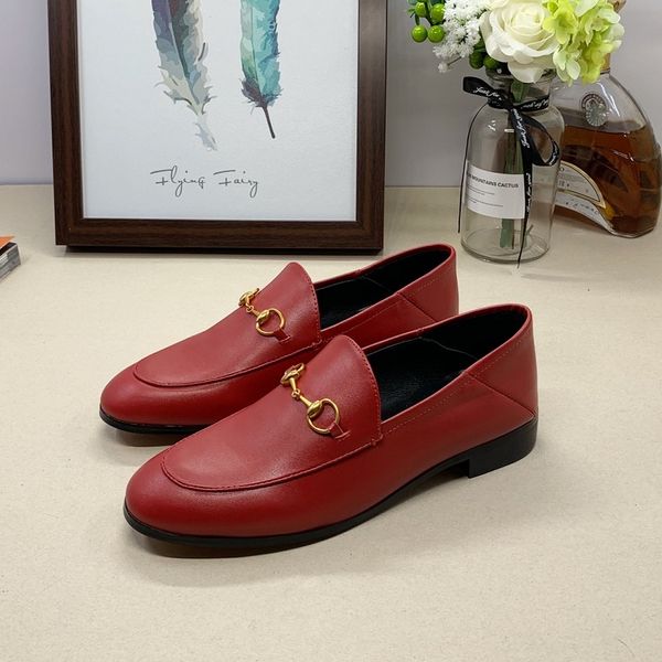 

women men genuine leather fashion loafers luxury mules shoes moccasins shoes horsebit flat red shoes office dress shoe size 35-46, Black