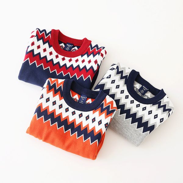 

baby wave pattern wool pullover children's wear, White