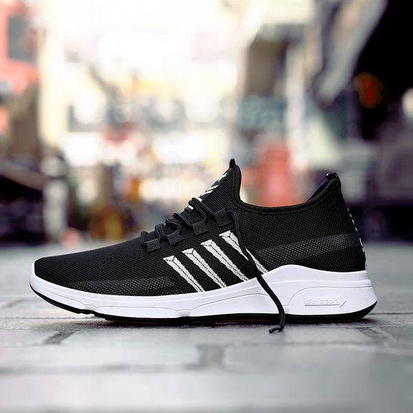 

2020 spring and autumn new sneakers trend fashion breathable mesh shoes youth wild casual men's shoes mesh, Black