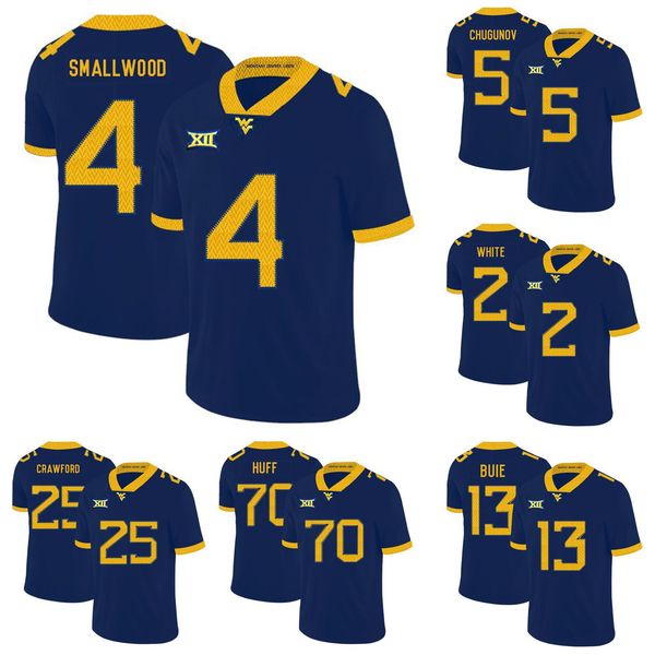 

andrew buie stitched men's west virginia mountaineers jack allison adam pankey chris chugunov gray white yellow navy blue college jerse, Black