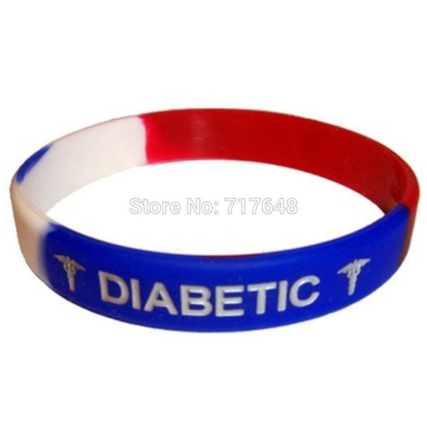 

300pcs segment alert diabetic wristband silicone bracelets by fedex, White