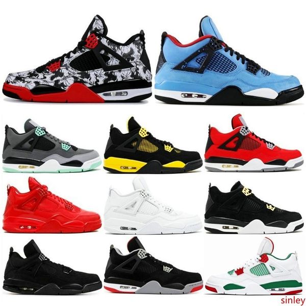 

mens 4 4s basketball shoes cactus jack white cement game royal motor mens sport sneakers designer shoes us 36-47