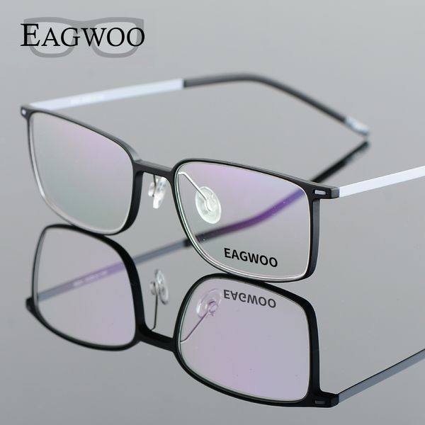 

eagwoo ems pure titanium eyeglasses girl men full rim optical frame prescription spectacle designed myopia eye glasses 890012, Black