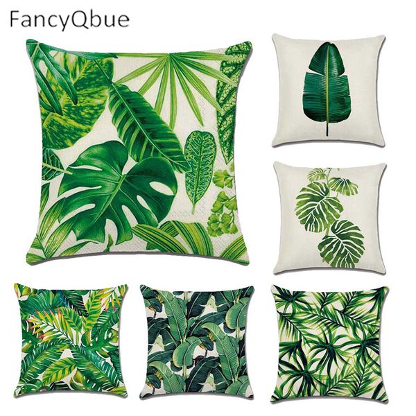 

rainforest leaves africa linen tropical plants hibiscus flower throw pillow case chair delicate sofa cushion cover