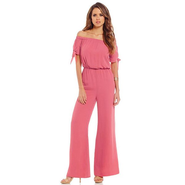 

womens designer season pants off-the-shoulder waist chiffon jumpsuit collar jumpsuit, Gray
