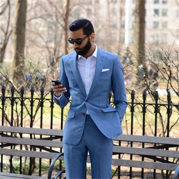 

thorndike 2018 new tailor made light blue men suits 2pieces(jacket+pants) slim fit groom prom tuxedo summer style blazer for men, White;black