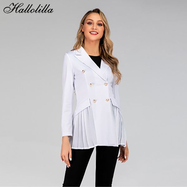 

casual women blazers and jackets full elegant fashion blazer feminino women coat chaqueta mujer double breasted jaqueta feminina, White;black