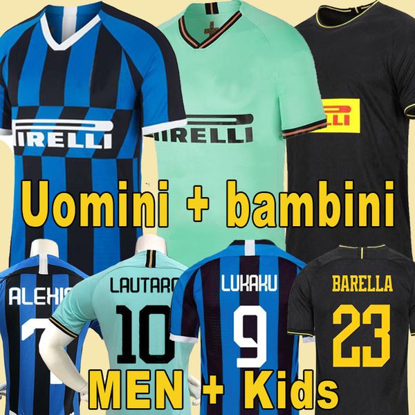 

lukaku lautaro skriniar inter 2019 2020 milan soccer jersey alexis godin barella jersey 19 20 football kit shirts men kids sets uniform, Black;yellow