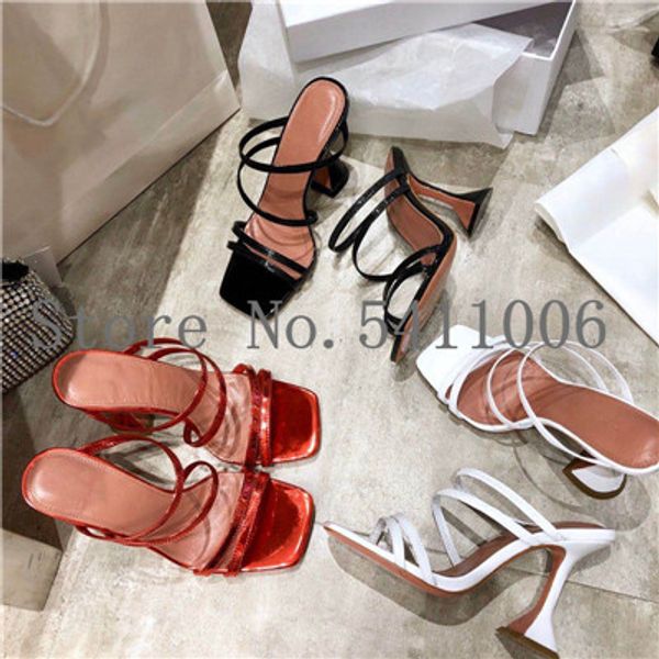

2020 women mules design sandals leather slides desginer square high heel shoes summer woman slippers sandal shoe, Black