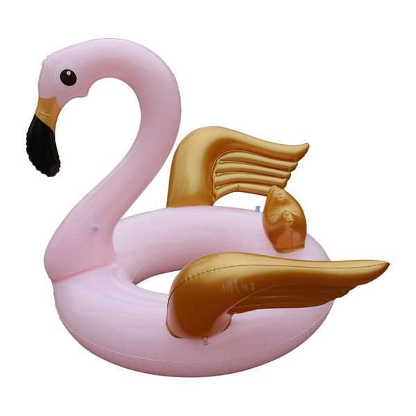 

2018 new 120cm giant inflatable pool float circle for swimming gold wing flamingo water sports kid inflatable ring fun toy