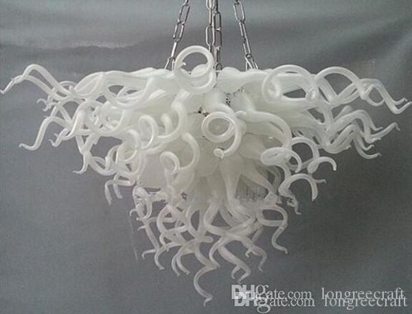 

contemporary cone shape white color handicraft glass chandeliers led chian light indoor decor art lights girban brand