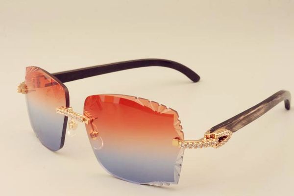 

new direct luxury fashion diamond sunglasses 3524014 natural black pattern horns mirror legs sunglasses engraving lens private custom, White;black