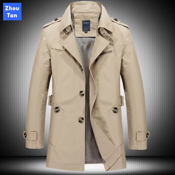 

new men fashion long section jacket coat spring brand men's casual fit wild overcoat jacket solid color trench coat male, Black;brown