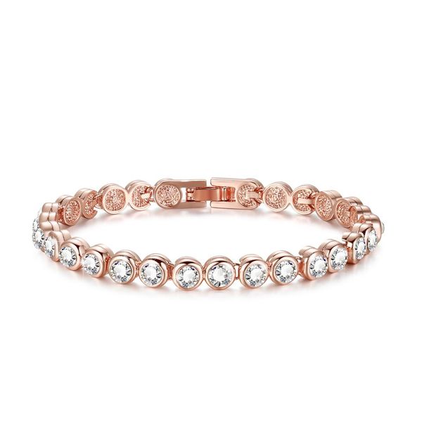 

18k rose gold bracelet with cubic zirconia bracelet,tennis bracelet [18cm/7inch] christmas mother's day valentines gifts, Golden;silver