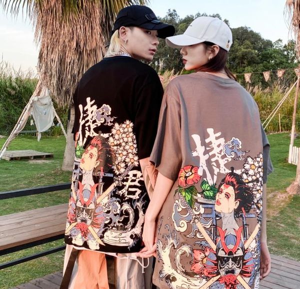 

designer uchiha harajuku-style ukiyo-e print t-shirt 21 fine cotton plain weave fabrics, m-xxl summer new products recommended, White;black