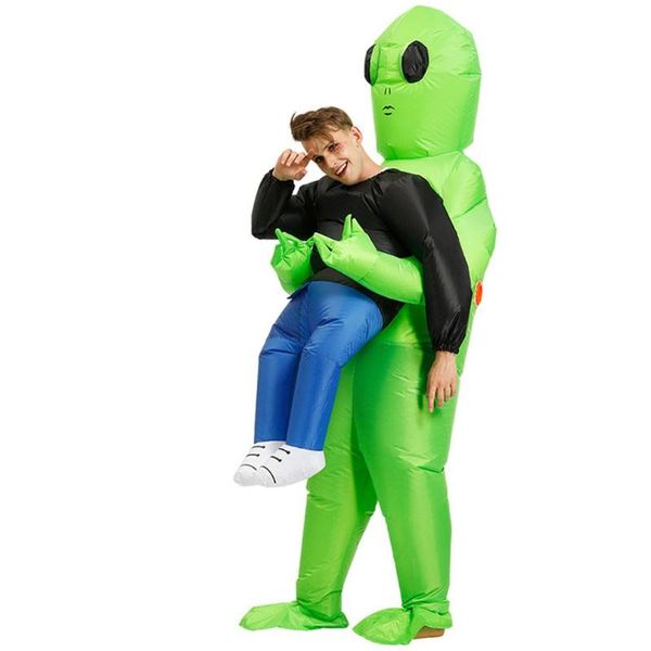 

halloween inflatable costume green alien carrying human cosplay party performance costume props, White;black