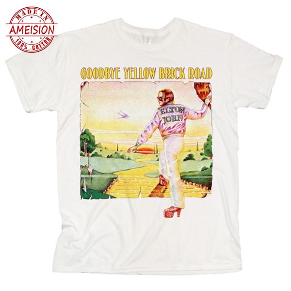 

elton john t shirt - goodbye yellow brick road 100% official classic rock 70's hip hop t-shirt new fashion tee shirt, White;black