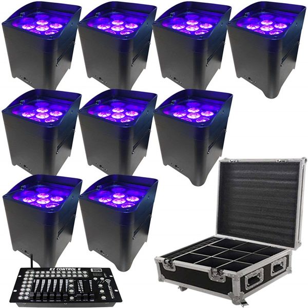 10pcs App controle uplighting Hex 6 * 18W 6in1 RGABW LED UV bateria Projetor Led Par Luzes de casamento com capa de chuva