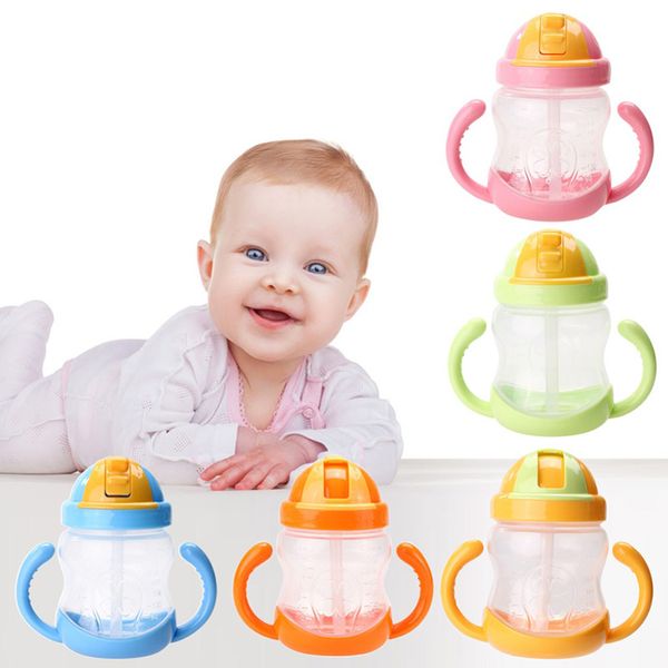 

280ml cute baby cup kids children learn feeding drinking water straw handle bottle mamadeira sippy training cup baby feeding