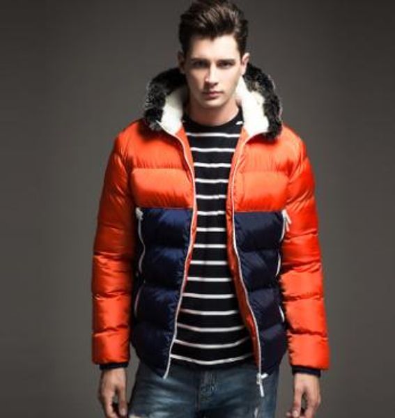

mmens designer winter coats 19ss hooded warm thick colors patchwork down jackets, Black