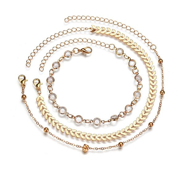 

european and american storm sima alloy double chain anklet copper sequins vintage anklet ethnic style jewelry, White