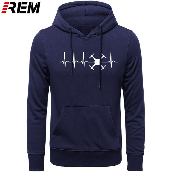 

rem evolution ekg heartbeat drohne drone cotton new style long sleeve pilot men hoodies, sweatshirts, Black