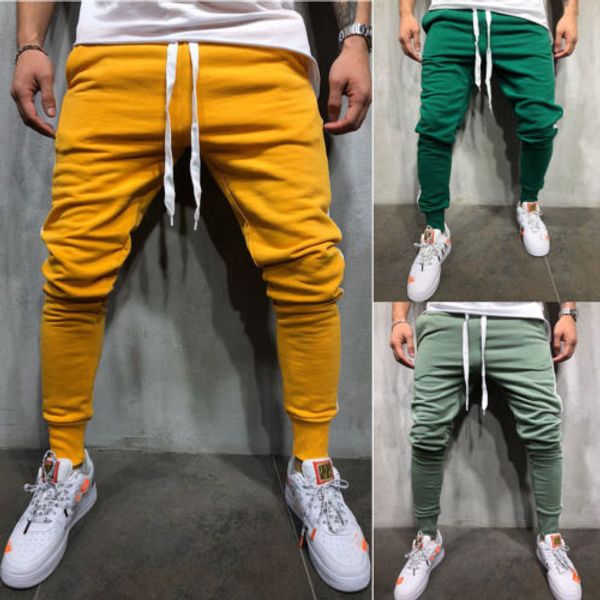 

мужчины длинные повседневный спорт брюки gym slim fit брюки бег joggers gym sweatpants зеленый желтый бордовый карандаш штаны, Black