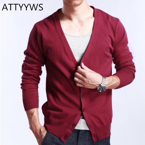 

attyyws men knitted cardigan 2019 new fashion cashmere wool casual slim sweaters v-neck comfortable knit jackets plus size male, White;black