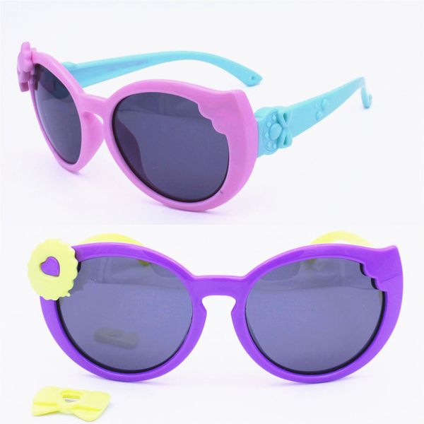 

s860 soft and flexible tr90 polarized uv400 walkers shape durable double colors with flower sunglasses for girls, Blue