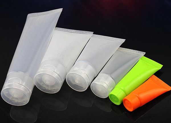 Flip Cap Parlak Plastik Doldurulabilir Yumuşak Tüp Şişeler Boş Yüz Temizleyici El Kremi Konteyner Sıkma Losyon Şampuanı 5 8 10 ml