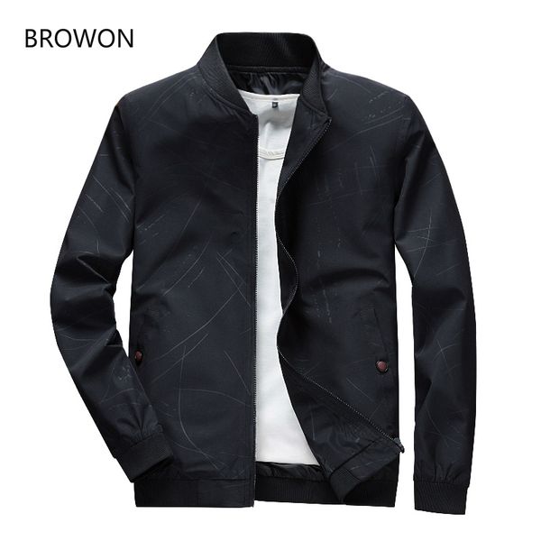 

browon 2019 mens jackets spring autumn casual coats bomber jacket slim fashion male outwear mens brand clothing 4xl, Black;brown