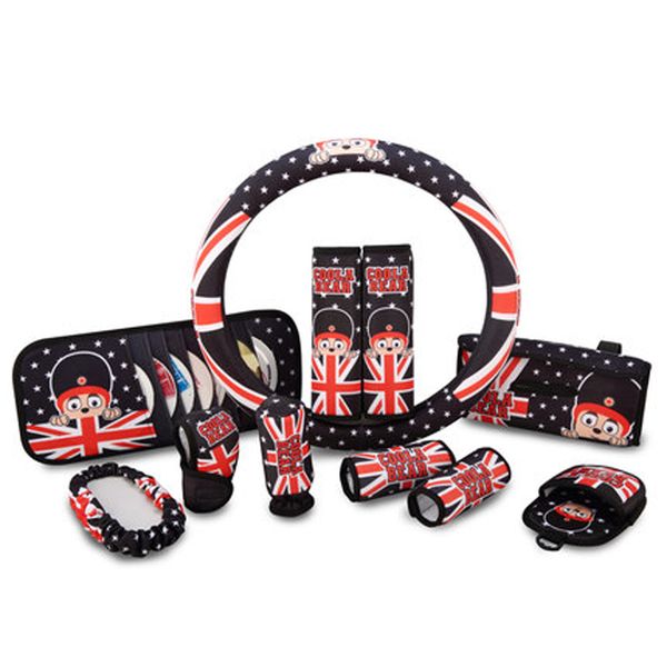 

cute cartoon car headrest waist support pillows automotive interior steering wheel cover accessories seatbelt shifter covers