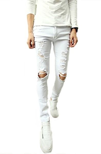 

ouye men's casual skinny ripped jeans, Blue