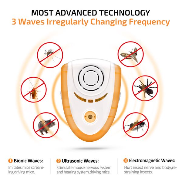 

ultrasonic pest repeller mouse control plug inset repellent [bionic + ultrasonic + electromagnetic] to mice rodent mosquito roach