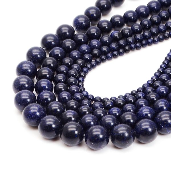 

natural blue sand stone beads pearl 6 8 10mm beads handmade diy production bracelet jewelry loose beads accessories, Black