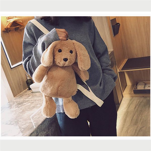 

2019 cute puppy doll backpack plush pouch female autumn and winter new fur bag small fresh