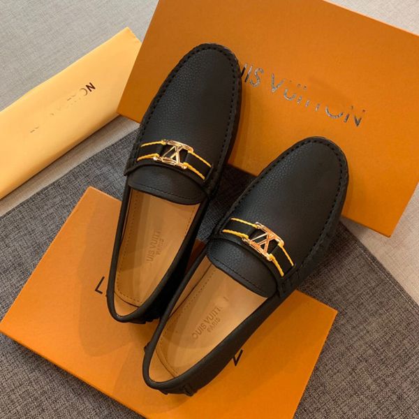 

men fashion luxury sports shoes real leather flat metal button peas shoes classic platform casual trainers shoes big size 11 with, Black