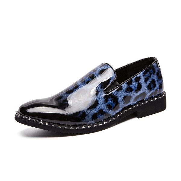 

mens leopard leather loafers mens summer slip on comfortable men dress shoes casual plus size male shoes, Black