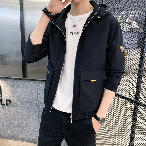 

spring clothing coat men's thin casual jacket 2020 new style korean-style trend slim fit handsome online celebrity spring and au, Black;brown