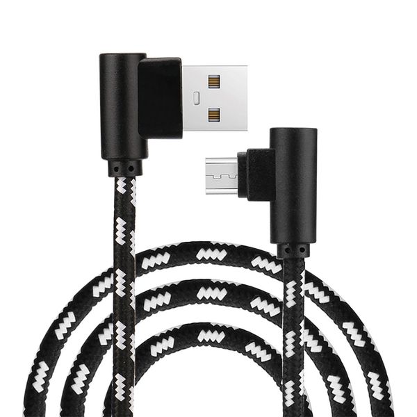 

new 1m micro usb charger sync data cable dual elbow 90 degree right micro usb braided charging data sync cable connector