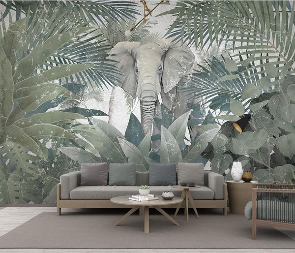 

3d wallpaper custom p mural landscape nordic tropical plant coconut tree animal elephant landscape tv murals wallpaper for walls 3 d