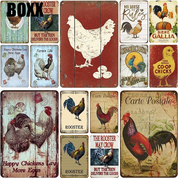 

chicken plaque metal vintage tin sign pin up shabby chic decor metal signs vintage bar decoration metal poster pub plate souvenir vintage