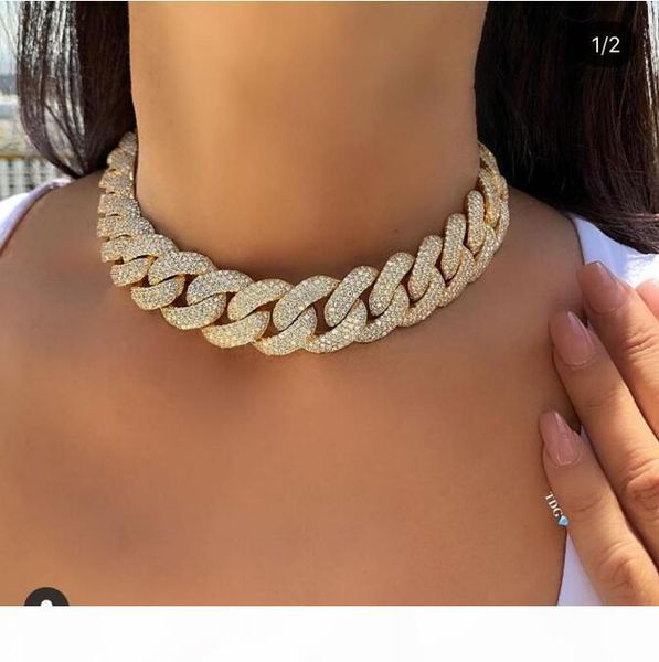 

accking full cz statement cuban link chain choker necklace adjust for man or women bijoux wholesale ing