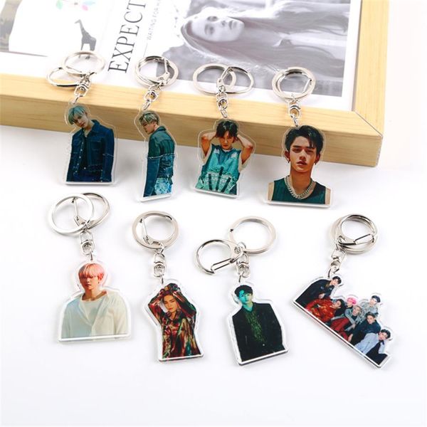 

superm baekhyun ten jopping fashion keyring kai lucas figure acrylic keychain p key holder kpop bag pendant charm, Silver
