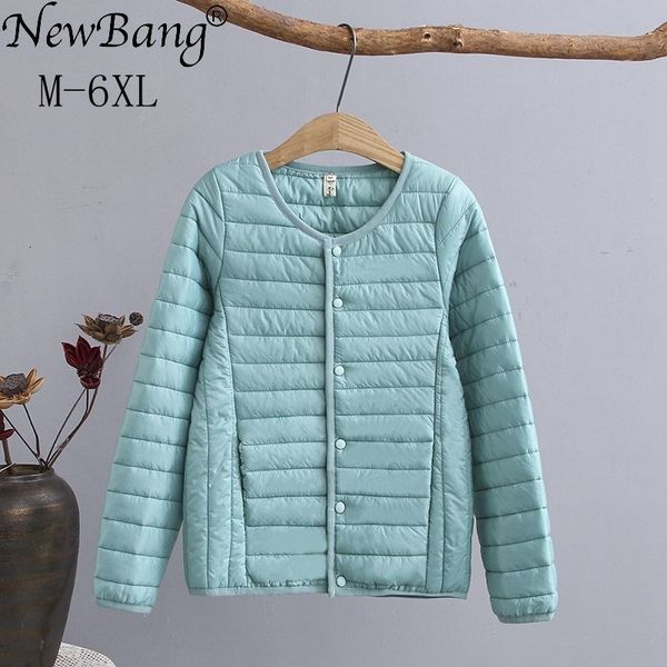 

newbang 5xl 6xl plus size lightweight cotton coat women winter warm linner collarless coat with zipper feamale slim jackets y190926, Black;white