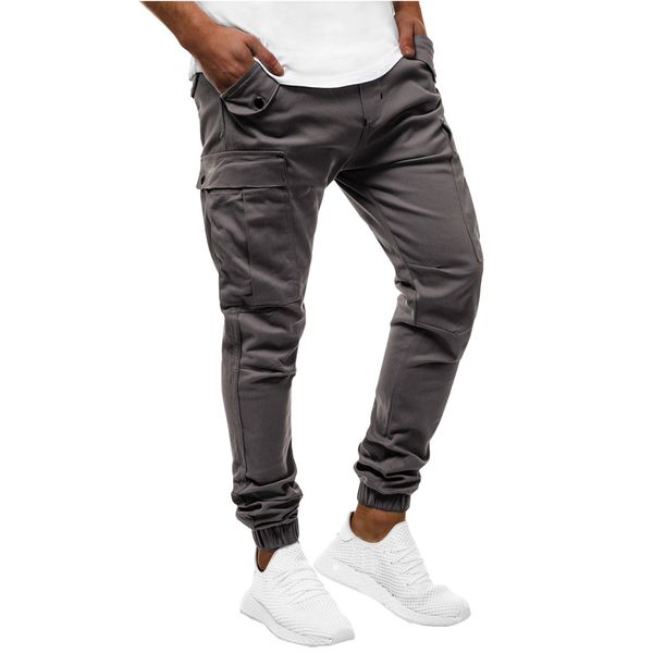 

autumn slim fit мужские брюки повседневные фитнес бодибилдинг карманные кожа полная длина спортивные брюки мужские бегуны pantalones hombre, Black