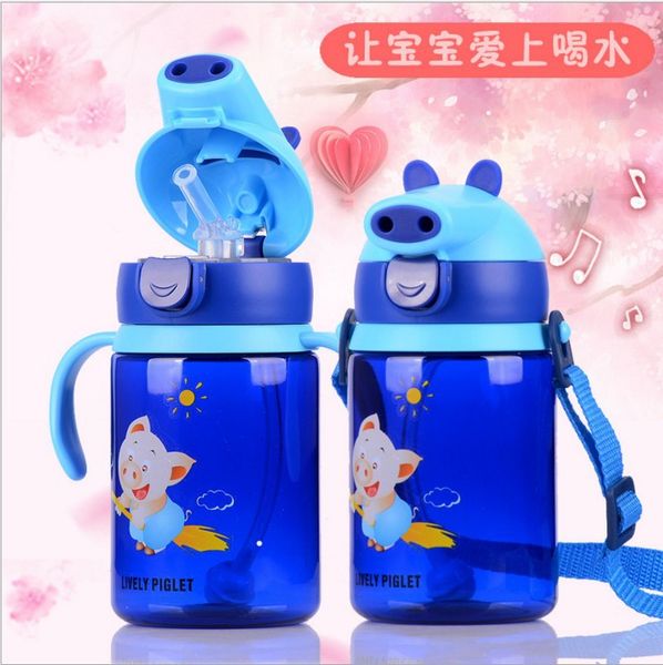 

small energy children cup with straw kindergarten students portable cartoon kettle infants sippy cup a dual purpose
