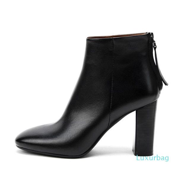 

custom made square toe ankle boots women fall winter single boot, Black